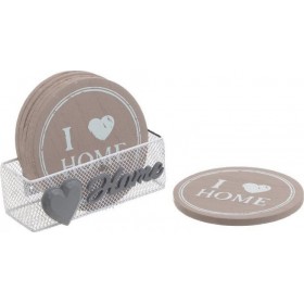 Click Σουβέρ Ξύλινο Home, με Βάση Σουβέρ Στρογγυλό Ξύλινο με Βάση Λευκό 10cm 6τμχΚωδικός: 6-60-151-0021 