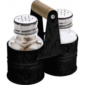 Marva Canvas Σετ Αλατοπίπερο Γυάλινο με Βάση 2τμχ