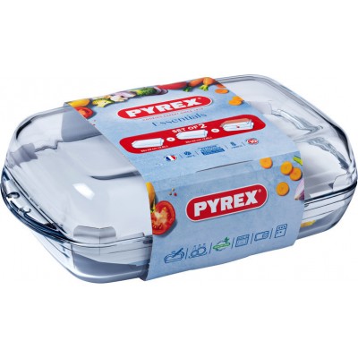 Pyrex Γάστρα Ορθογώνια Γυάλινη με Γυάλινο Καπάκι 35x22cm 2τμχΚωδικός: 390187 