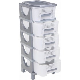 Homeplast Ούμα Διάτρητη Συρταριέρα Πλαστική σε Γκρι Χρώμα 5 Θέσεων 42x38x95cm
