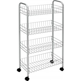 Metaltex Ascona Τρόλει Κουζίνας Μεταλλικό σε Γκρι Χρώμα 4 Θέσεων 41x26x86cm