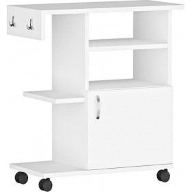 Pakoworld Jed Τρόλει Κουζίνας Ξύλινο σε Λευκό Χρώμα 5 Θέσεων 65x31.5x77cm