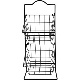 Ankor Ραφιέρα Κουζίνας Μεταλλική σε Μαύρο Χρώμα 2 Θέσεων 23.5x23x55cm