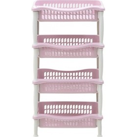 Click Ραφιέρα Κουζίνας Πλαστική σε Ροζ Χρώμα 4 Θέσεων 32x44x85cm