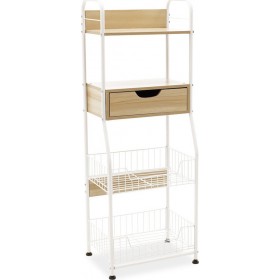 Pakoworld Ραφιέρα Κουζίνας Ξύλινη σε Λευκό Χρώμα 4 Θέσεων 40x30x110cm