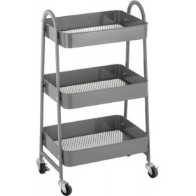 Click Τρόλει Κουζίνας Μεταλλικό σε Γκρι Χρώμα 3 Θέσεων 45x30x77cm