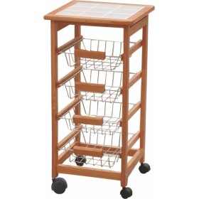 Ankor Τρόλει Κουζίνας Ξύλινο σε Μπεζ Χρώμα 4 Θέσεων 37x37x76cm