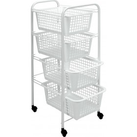 Metaltex Miami Τρόλει Κουζίνας Μεταλλικό σε Λευκό Χρώμα 4 Θέσεων 38x30x83cm