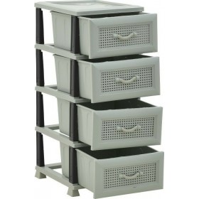 Click Συρταριέρα Πλαστική σε Γκρι Χρώμα 4 Θέσεων 46x38x90cm
