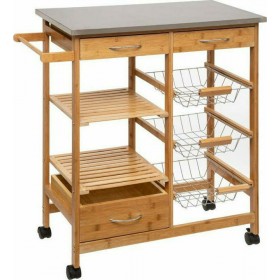 Τρόλει Κουζίνας Ξύλινο σε Καφέ Χρώμα 8 Θέσεων 76x37x86cm