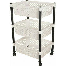 Τρόλει Κουζίνας Πλαστικό σε Λευκό Χρώμα 3 Θέσεων 30x39x62cm