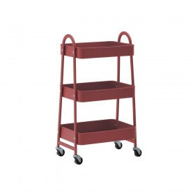 Click Τρόλει Κουζίνας Μεταλλικό σε Κόκκινο Χρώμα 3 Θέσεων 45x30x77cm