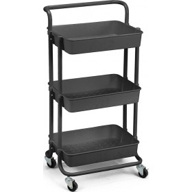 Vesta Home Τρόλει Κουζίνας Μεταλλικό σε Μαύρο Χρώμα 3 Θέσεων 43x34x85.5cm