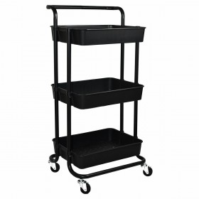 Estia Τρόλει Κουζίνας Μεταλλικό σε Μαύρο Χρώμα 3 Θέσεων 43x36x86cm