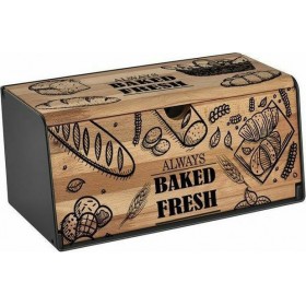 Sidi Home Always Baked Fresh Ψωμιέρα με Καπάκι Ξύλινη σε Καφέ Χρώμα 40x19x18cm