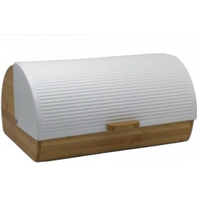 Marva Ψωμιέρα με Καπάκι Ξύλινη σε Λευκό Χρώμα 39x28x18.5cm