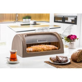 Max Home Ψωμιέρα με Καπάκι Πλαστική σε Καφέ Χρώμα 41.4x26.9x18.1cm