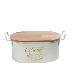 Espiel Ψωμιέρα με Καπάκι Μεταλλική σε Λευκό Χρώμα 39.5x20x16cm