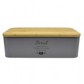 Ankor Ψωμιέρα με Καπάκι Μεταλλική σε Γκρι Χρώμα 38x18x12cm