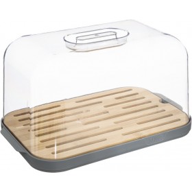 Ψωμιέρα με Καπάκι από Bamboo σε Γκρι Χρώμα 29x18x15.9cm