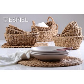 Espiel Καλάθι Ψωμιού Ψάθινο σε Καφέ Χρώμα 20x10x6cm