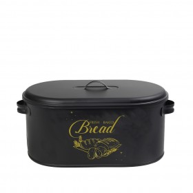 Espiel Ψωμιέρα με Καπάκι Μεταλλική σε Μαύρο Χρώμα 36x20x16.5cm