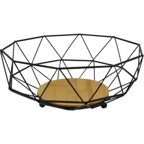 Ankor Φρουτιέρα Μεταλλική με Βάση Bamboo Μαύρη 26x26x10cm Ankor Φρουτιέρα Μεταλλική με Βάση Bamboo Μαύρη 26x26x10cm