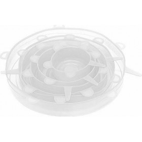 Kiwi Κάλυμμα Δοχείου από Σιλικόνη σε Λευκό Χρώμα 6τμχ