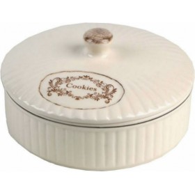 Max Home Μπισκοτιέρα Μπεζ Κεραμική 18x18x6cm Max Home Μπισκοτιέρα Μπεζ Κεραμική 18x18x6cm