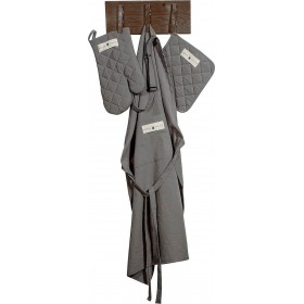 Greenwich Polo Club Essential 2650 Ποδιά Κουζίνας με Γάντι και Πιάστρα σε Γκρι Χρώμα 80x65cm 3τμχ