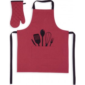 Nef-Nef Cooking Ποδιά Κουζίνας με Γάντι σε Κόκκινο Χρώμα 79x63cm Nef-Nef Cooking Ποδιά Κουζίνας με Γάντι σε Κόκκινο Χρώμα 79x63cm