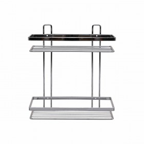 Estia Elegant 02-8680 Επιτοίχια Ραφιέρα Μπάνιου Inox με 2 Ράφια 25x12x27.5cm