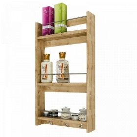 Pakoworld PWF-0422 071-001069 Επιτοίχια Ραφιέρα Μπάνιου Ξύλινη με 3 Ράφια 45x10x80cm