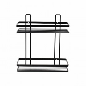Estia Elegant 02-8703 Επιτοίχια Ραφιέρα Μπάνιου Inox με 2 Ράφια 25x12x27.5cm Μαύρη