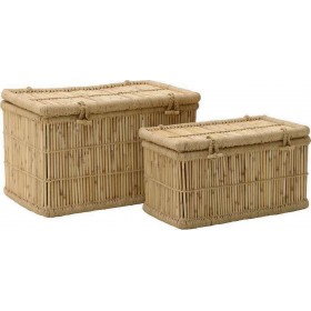 Inart 3-65-492-0001 Σετ Καλάθια Απλύτων Bamboo 75x50x44cm Καφέ