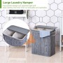 HomCom 850-124 Καλάθι Απλύτων Bamboo 52x32x63cm Γκρι