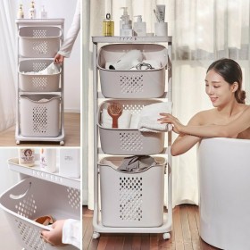 54440 Καλάθι Απλύτων Πλαστικό 43.7x33x109cm Λευκό