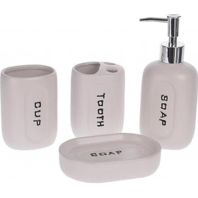 Inart 3-65-931-0009 Σετ Μπάνιου Κεραμικό Λευκό 4τμχ