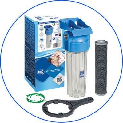 Aqua Filter Συσκευή Φίλτρου Νερού Κάτω Πάγκου / Κεντρικής Παροχής Μονή ½" με Ανταλλακτικό Φίλτρο Aqua Filter FCCBL-S 10μm