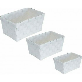 8400100 Καλάθι Αποθήκευσης Ψάθινο Λευκό 3τμχ