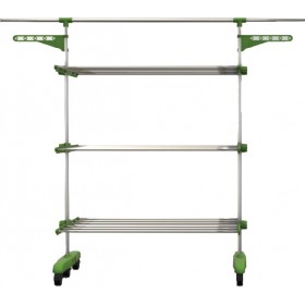 Herzberg HG-5015 Πτυσσόμενη Απλώστρα Δαπέδου από Μέταλλο Πράσινο με Μήκος Απλώματος 20m