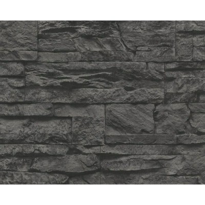 Ταπετσαρία Τοίχου Wood Stone Charcoal 1000x53cm