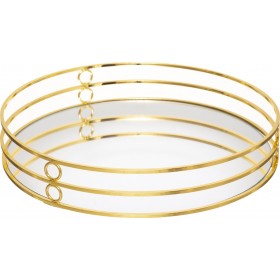 Atmosphera Διακοσμητικός Δίσκος Μεταλλικός Με Καθρέπτη Χρυσός 30x30cm