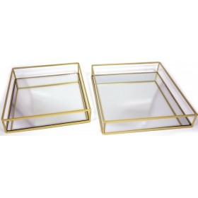 Διακοσμητικός Δίσκος Μεταλλικός Με Καθρέπτη 2τμχ