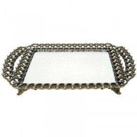 Inart Μεταλλικός Δίσκος με Καθρέπτης και Ζιργκόν 31x19x5εκ. Inart Μεταλλικός Δίσκος με Καθρέπτης και Ζιργκόν 31x19x5εκ.