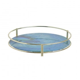 Inart Διακοσμητικός Δίσκος Μεταλλικός Χρυσό-Μπλε 27x27cm Inart Διακοσμητικός Δίσκος Μεταλλικός Χρυσό-Μπλε 27x27cm