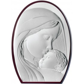 Prince Silvero Εικόνα Παναγία με Χριστό Ασημένια 25x33cm