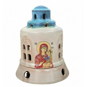 Κεραμικό Καντήλι Υαλωμένο "Εκκλησία" - Δίχρωμο