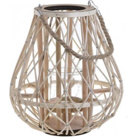 Inart Φαναράκι Ξύλινο Natural 30x30x37cm