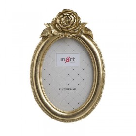 Inart Οβάλ Κορνίζα Τοίχου Πολυρητίνης 13x18cm με Χρυσό Πλαίσιο 2τμχ